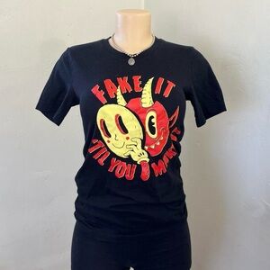 Black Short Sleeve Tee with Graphic Design